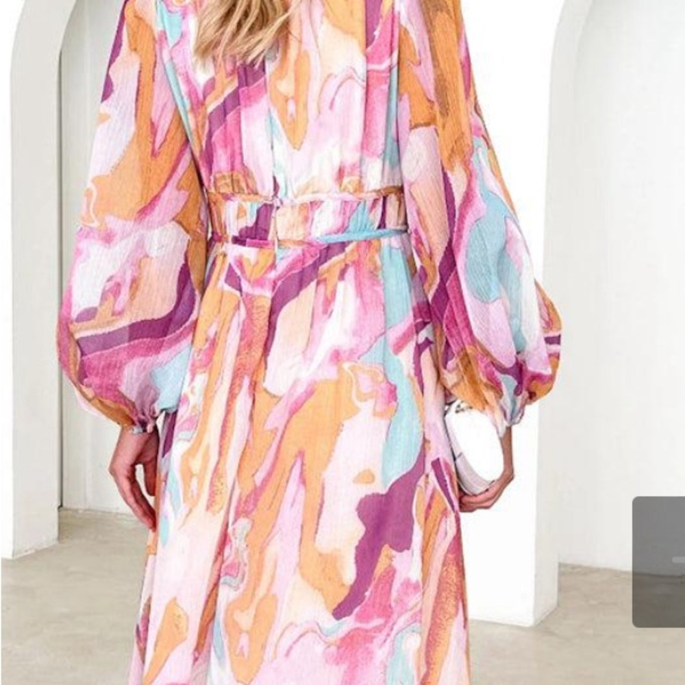 Mid calf length, maxi dress-multi- color size XL. - Picture 3 of 4